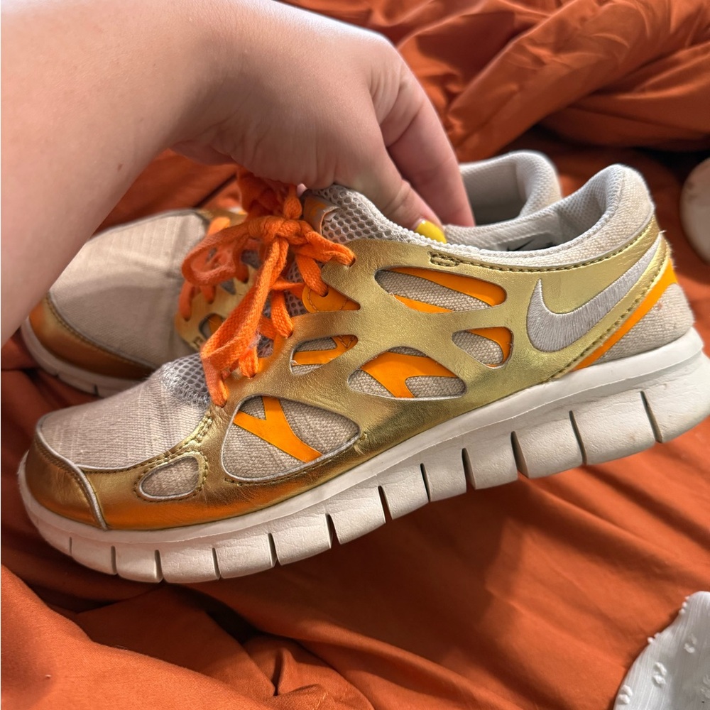 Nike White and Orange Sneakers